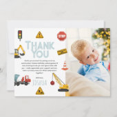 少年向け現代的な建設デザインの誕生日写真 サンキューカード (正面)
