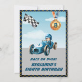 *少年向け自動車レース テーマの8歳誕生日パーティー 招待状 (裏面)