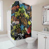 少年向け落書き – 手書き冷却感 シャワーカーテン (インサイチュ)