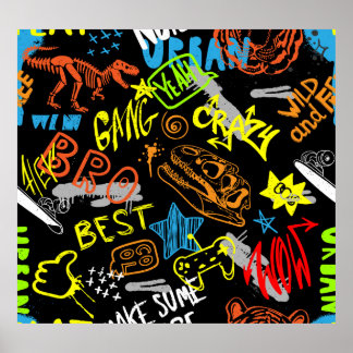 少年向け落書き – 手書き冷却感 ポスター