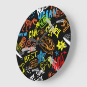 少年向け落書き – 手書き冷却感 ラージ壁時計 (傾斜)