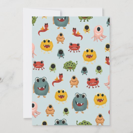 少年向け かわいい 青い モンスター エイリアン 誕生日 サンキューカード (裏面)