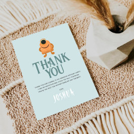 少年向け かわいい 青い モンスター エイリアン 誕生日 サンキューカード