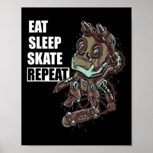 少年向け スケートボード スケボ スケートボーディング Eat Sleep Skate ポスター