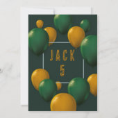 少年向け 現代風 ダークグリーンのテーマ 子ども 5歳の誕生日 招待状 (裏面)