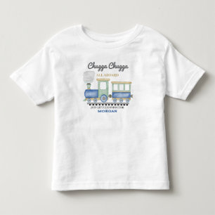 少年向け 誕生日 青い列車 チャガチャガ チュー トドラーTシャツ