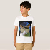 少年向けCAT Tシャツ、子供向け宇宙CAT Tシャツ (正面フル)