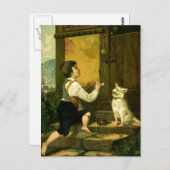 少年吹の泡ヴィンテージイラストレーション ポストカード (正面/裏面)