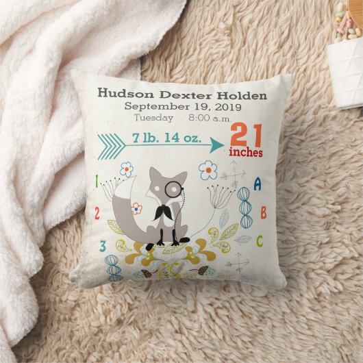 少年子供部屋ベビー誕生状態キツネ矢印パターン クッション (ブランケット)