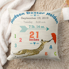 少年子供部屋ベビー誕生統計キリン矢印パターン クッション