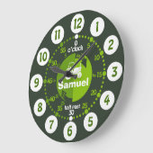 少年学が時間の緑の農園トラクターの時計を教える ラージ壁時計 (傾斜)