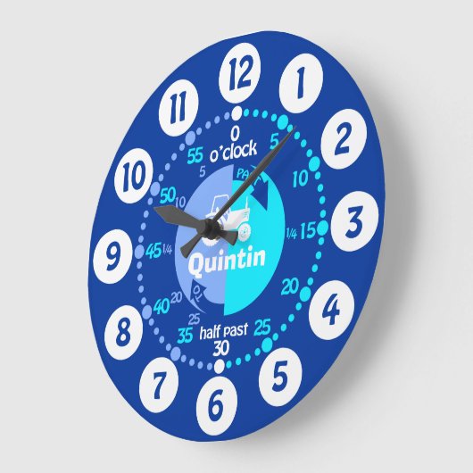 少年学はタイムブルー名トラクター時計を伝える ラージ壁時計 (傾斜)