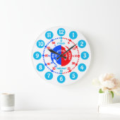 少年学は時間の青い赤い壁の時計を教える ラージ壁時計 (ホーム)