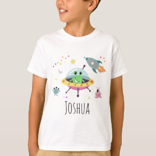 少年宇宙エイリアンの漫画のロケット船と名前 Tシャツ