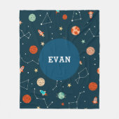 少年宇宙カッコいい惑星ロケットパーソナライズされた フリースブランケット (正面)