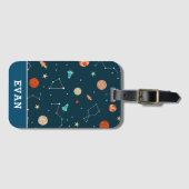 少年宇宙クール惑星ロケット&名前キッズ ラゲッジタグ (正面横)