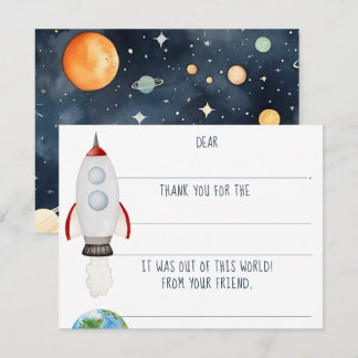 少年宇宙ロケット記入式バースデーサンキュー ノートカード