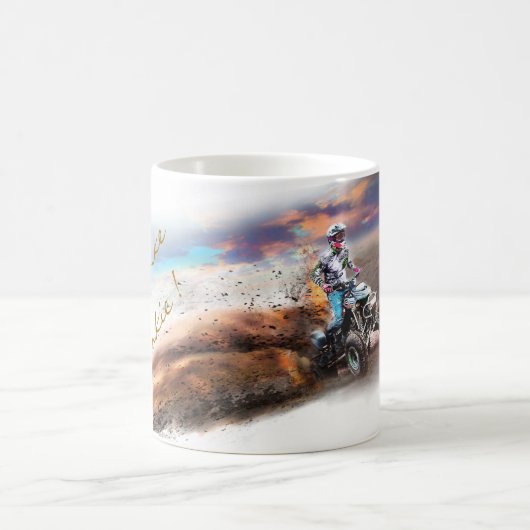 少年実在向けクワッドバイクおもしろい モーフィングマグカップ (中央)