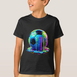 少年少女のためのサッカーアイスクリームドリップデザイン Tシャツ
