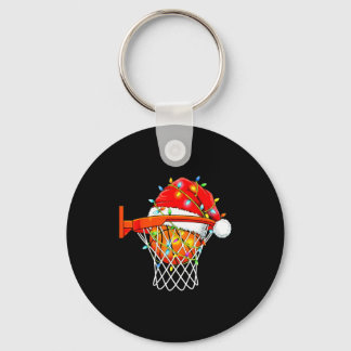 少年少女のためのサンタバスケットボールドンククリスマスTシャツ キーホルダー