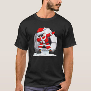 少年少女のためのダビングサンタクリスマスサッカーDab Tシャツ