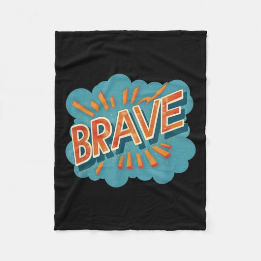 少年少女の勇敢なクールエンブレムの衣装 フリースブランケット (正面)