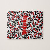 少年少女の名前レッドブラックバレーボールチームカラー ジグソーパズル (横)