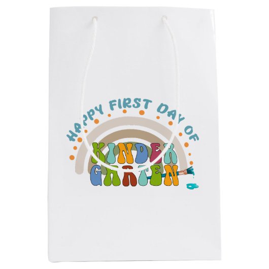 少年少女の幼稚園の初日 ミディアムペーパーバッグ (正面)