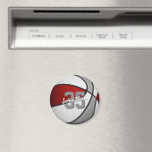 少年少女の赤いグレーのバスケットボールのチームカラー マグネット (インサイチュ (食洗機))