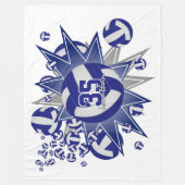 少年少女スポーティーな青い白いバレーボールの吹き出し フリースブランケット (正面)