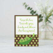 少年少女ツインズピーインアポッドベビーシャワー招待状 招待状 (スタンド正面)