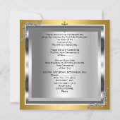 少年少女ファースト聖餐式金ゴールドシルバー 招待状 (裏面)