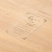 少年少女ラグジュアリー金ゴールド華美ベビージェンダー アクリル招待状 (レイダウン)