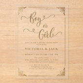 少年少女ラグジュアリー金ゴールド華美ベビージェンダー アクリル招待状 (正面)