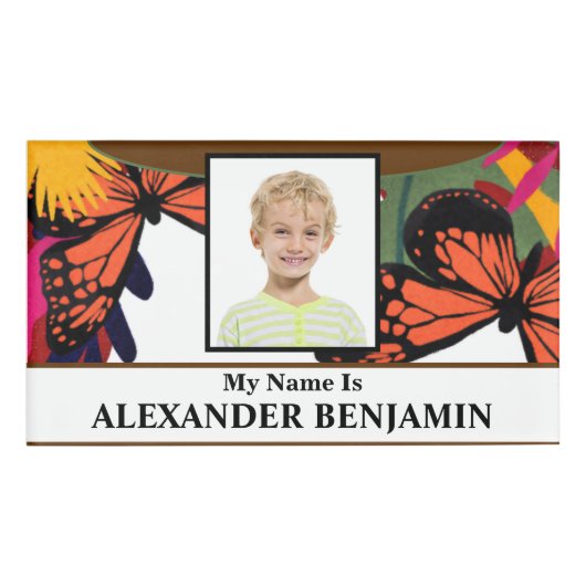 少年少女学生写真学校IDカード 名札 (正面)