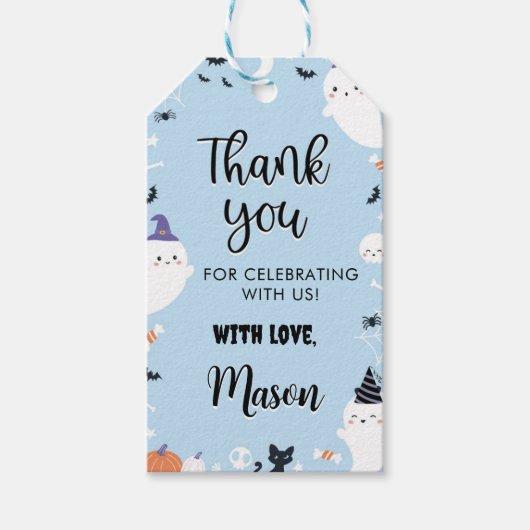 少年幽霊誕生日パーティーサンキューユユーラベル ギフトタグ (正面)