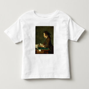 少年建物カードの城(キャンバス上の油) トドラーTシャツ