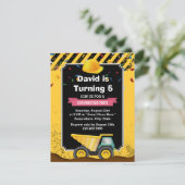 少年建築ダンプトラック誕生日パーティー 招待状 (スタンド正面)