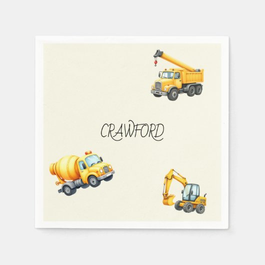 少年建築誕生日会パーソナライズされた スタンダードカクテルナプキン (正面)