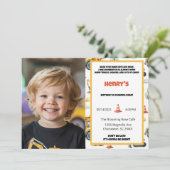 少年建設ダンプトラック写真バースデー 招待状 (スタンド正面)