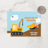 少年建設トラック学校教室バレンタイン ノートカード (正面/裏面インサイチュ)