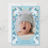 少年復活祭の卵ベビー写真誕生発表カード 招待状 (正面)