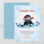 少年忍者戦士の誕生日パーティーお礼カード サンキューカード (正面/裏面)