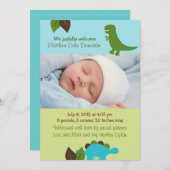 少年恐竜のカスタム写真誕生発表 案内状 (正面/裏面)