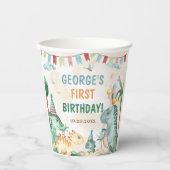 少年恐竜の最初の誕生日パーティー 紙コップ (正面)