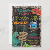 少年恐竜の誕生日パーティーの招待 招待状 (正面)