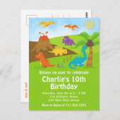 少年恐竜の誕生日パーティーはがき ポストカード (正面/裏面)