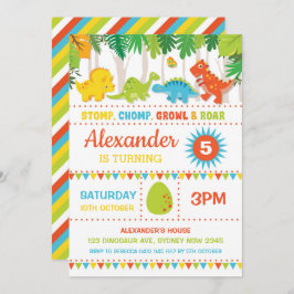 少年恐竜誕生日ロアディノダニパーティー 招待状