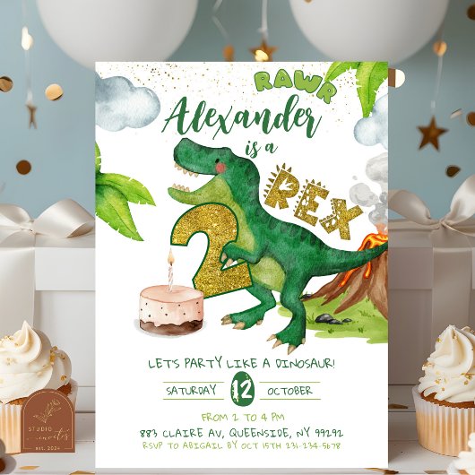 少年恐竜2-rex 誕生日招待状 招待状