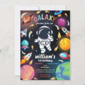 少年惑星エイリアンスターズ宇宙銀河1歳誕生日 招待状 (正面)